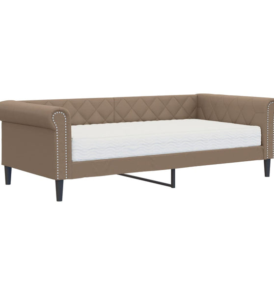 Tagesbett mit Matratze Cappuccino 90x200 cm Kunstleder