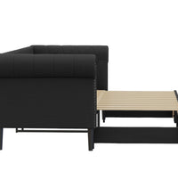 Tagesbett Ausziehbar Schwarz 90x200 cm Kunstleder