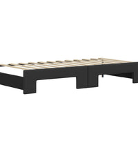 Tagesbett Ausziehbar Schwarz 90x200 cm Kunstleder