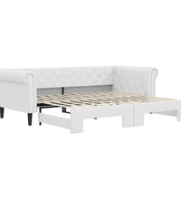 Tagesbett Ausziehbar Weiß 90x200 cm Kunstleder