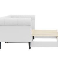 Tagesbett Ausziehbar Weiß 90x200 cm Kunstleder
