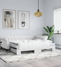 Tagesbett Ausziehbar Weiß 90x200 cm Kunstleder