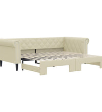 Tagesbett Ausziehbar Creme 90x200 cm Kunstleder