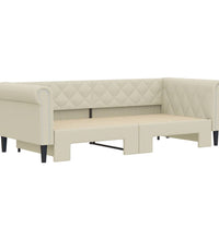 Tagesbett Ausziehbar Creme 90x200 cm Kunstleder