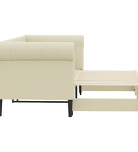 Tagesbett Ausziehbar Creme 90x200 cm Kunstleder