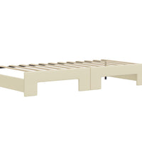 Tagesbett Ausziehbar Creme 90x200 cm Kunstleder
