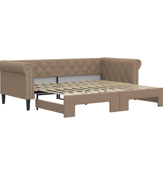 Tagesbett Ausziehbar Cappuccino 90x200 cm Kunstleder