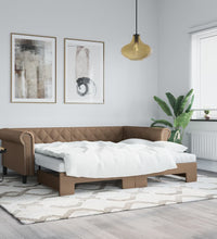 Tagesbett Ausziehbar Cappuccino 90x200 cm Kunstleder