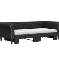 Tagesbett Ausziehbar mit Matratzen Schwarz 90x200 cm Kunstleder