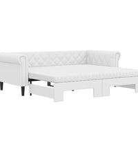 Tagesbett Ausziehbar mit Matratzen Weiß 90x200 cm Kunstleder