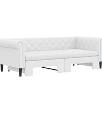 Tagesbett Ausziehbar mit Matratzen Weiß 90x200 cm Kunstleder