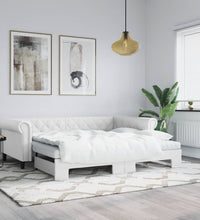 Tagesbett Ausziehbar mit Matratzen Weiß 90x200 cm Kunstleder