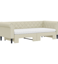 Tagesbett Ausziehbar mit Matratzen Creme 90x200 cm Kunstleder