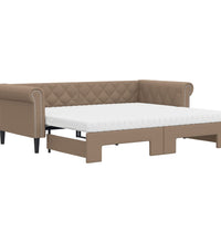 Tagesbett Ausziehbar mit Matratzen Braun 90x200 cm Kunstleder