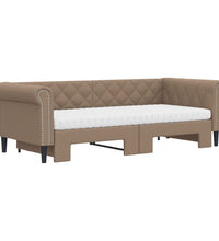 Tagesbett Ausziehbar mit Matratzen Braun 90x200 cm Kunstleder