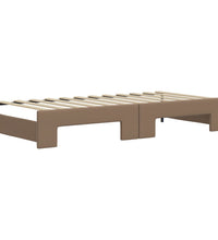 Tagesbett Ausziehbar mit Matratzen Braun 90x200 cm Kunstleder