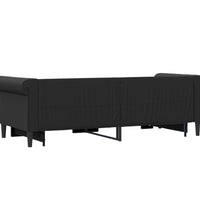 Tagesbett Ausziehbar mit Schubladen Schwarz 90x200cm Kunstleder