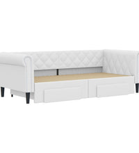 Tagesbett Ausziehbar mit Schubladen Weiß 90x200 cm Kunstleder