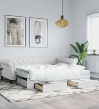 Tagesbett Ausziehbar mit Schubladen Weiß 90x200 cm Kunstleder