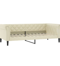 Tagesbett Ausziehbar mit Schubladen Creme 90x200 cm Kunstleder