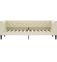 Tagesbett Ausziehbar mit Schubladen Creme 90x200 cm Kunstleder