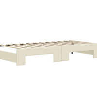 Tagesbett Ausziehbar mit Schubladen Creme 90x200 cm Kunstleder