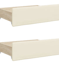 Tagesbett Ausziehbar mit Schubladen Creme 90x200 cm Kunstleder