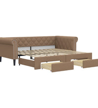 Tagesbett Ausziehbar mit Schubladen Braun 90x200 cm Kunstleder