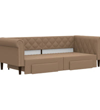 Tagesbett Ausziehbar mit Schubladen Braun 90x200 cm Kunstleder