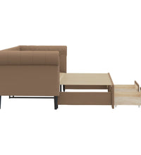 Tagesbett Ausziehbar mit Schubladen Braun 90x200 cm Kunstleder