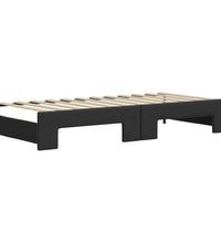 Tagesbett Ausziehbar mit Schubladen Schwarz 90x200cm Kunstleder