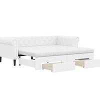 Tagesbett Ausziehbar mit Schubladen Weiß 90x200 cm Kunstleder