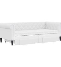 Tagesbett Ausziehbar mit Schubladen Weiß 90x200 cm Kunstleder