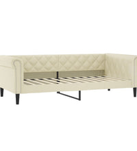 Tagesbett Ausziehbar mit Schubladen Creme 90x200 cm Kunstleder