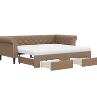 Tagesbett Ausziehbar mit Schubladen Braun 90x200 cm Kunstleder