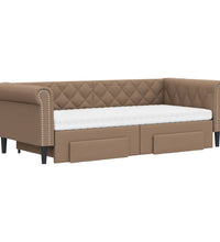 Tagesbett Ausziehbar mit Schubladen Braun 90x200 cm Kunstleder