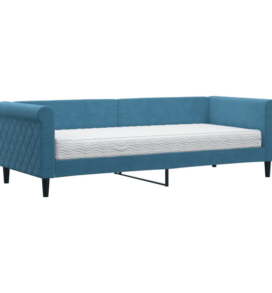 Tagesbett mit Matratze Blau 80x200 cm Samt
