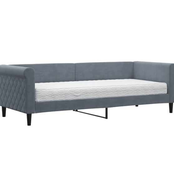 Tagesbett mit Matratze Dunkelgrau 80x200 cm Samt