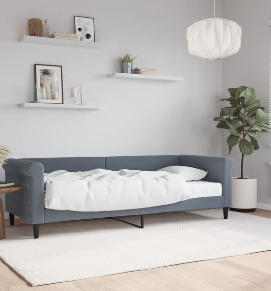 Tagesbett mit Matratze Dunkelgrau 80x200 cm Samt