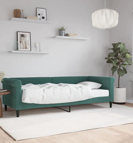 Tagesbett mit Matratze Dunkelgrün 80x200 cm Samt