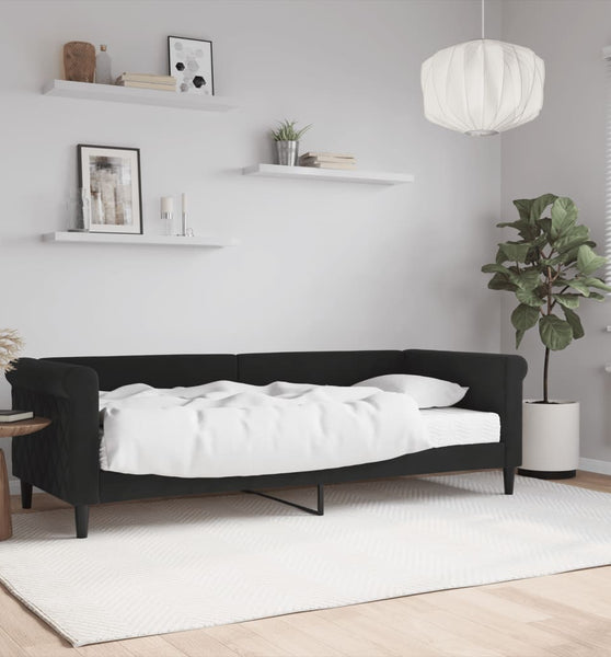 Tagesbett mit Matratze Schwarz 80x200 cm Samt