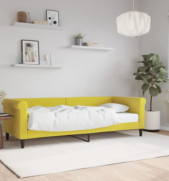 Tagesbett mit Matratze Gelb 80x200 cm Samt