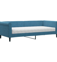 Tagesbett mit Matratze Blau 90x200 cm Samt
