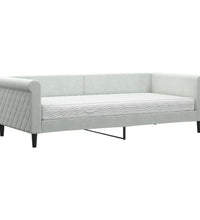 Tagesbett mit Matratze Hellgrau 90x200 cm Samt