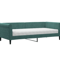 Tagesbett mit Matratze Dunkelgrün 90x200 cm Samt
