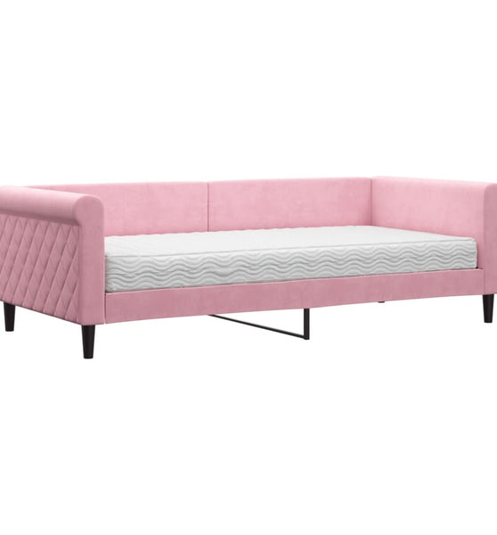 Tagesbett mit Matratze Rosa 90x200 cm Samt