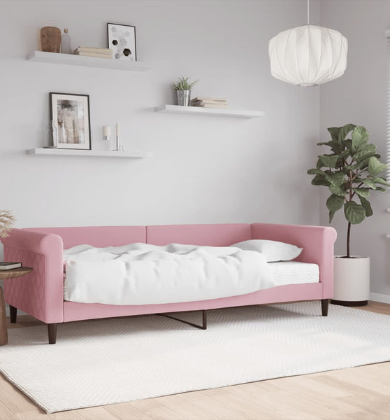 Tagesbett mit Matratze Rosa 90x200 cm Samt