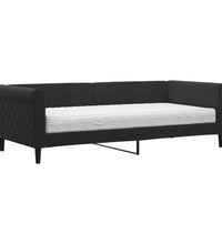 Tagesbett mit Matratze Schwarz 90x200 cm Samt
