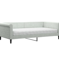 Tagesbett mit Matratze Hellgrau 100x200 cm Samt