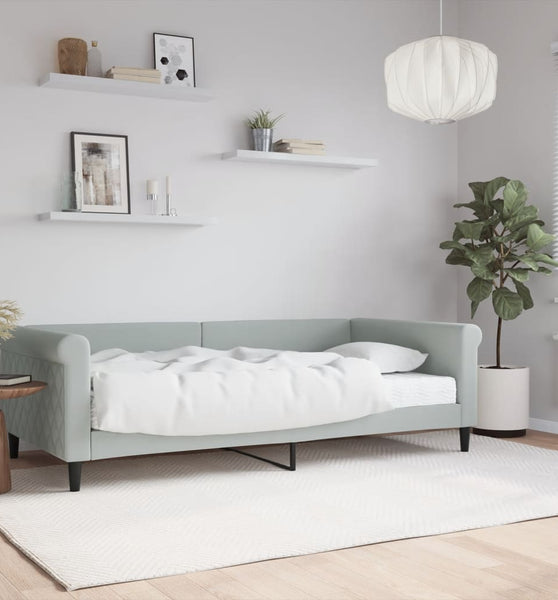 Tagesbett mit Matratze Hellgrau 100x200 cm Samt